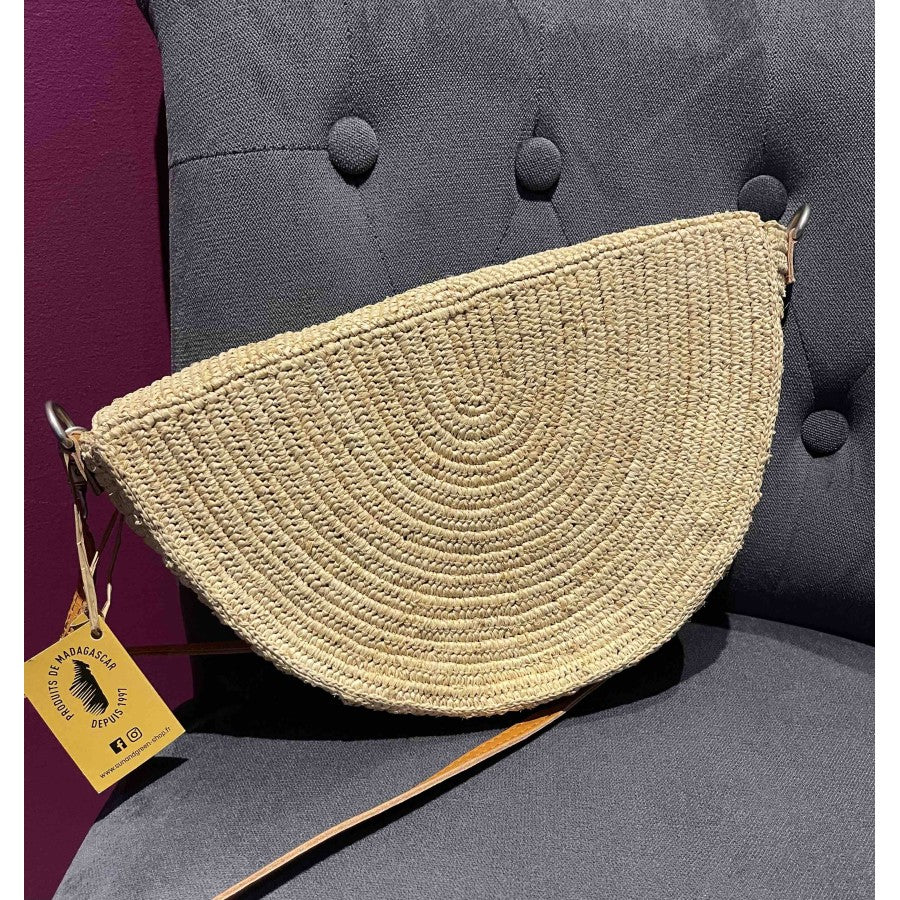 Sac Bandoulière raphia rond