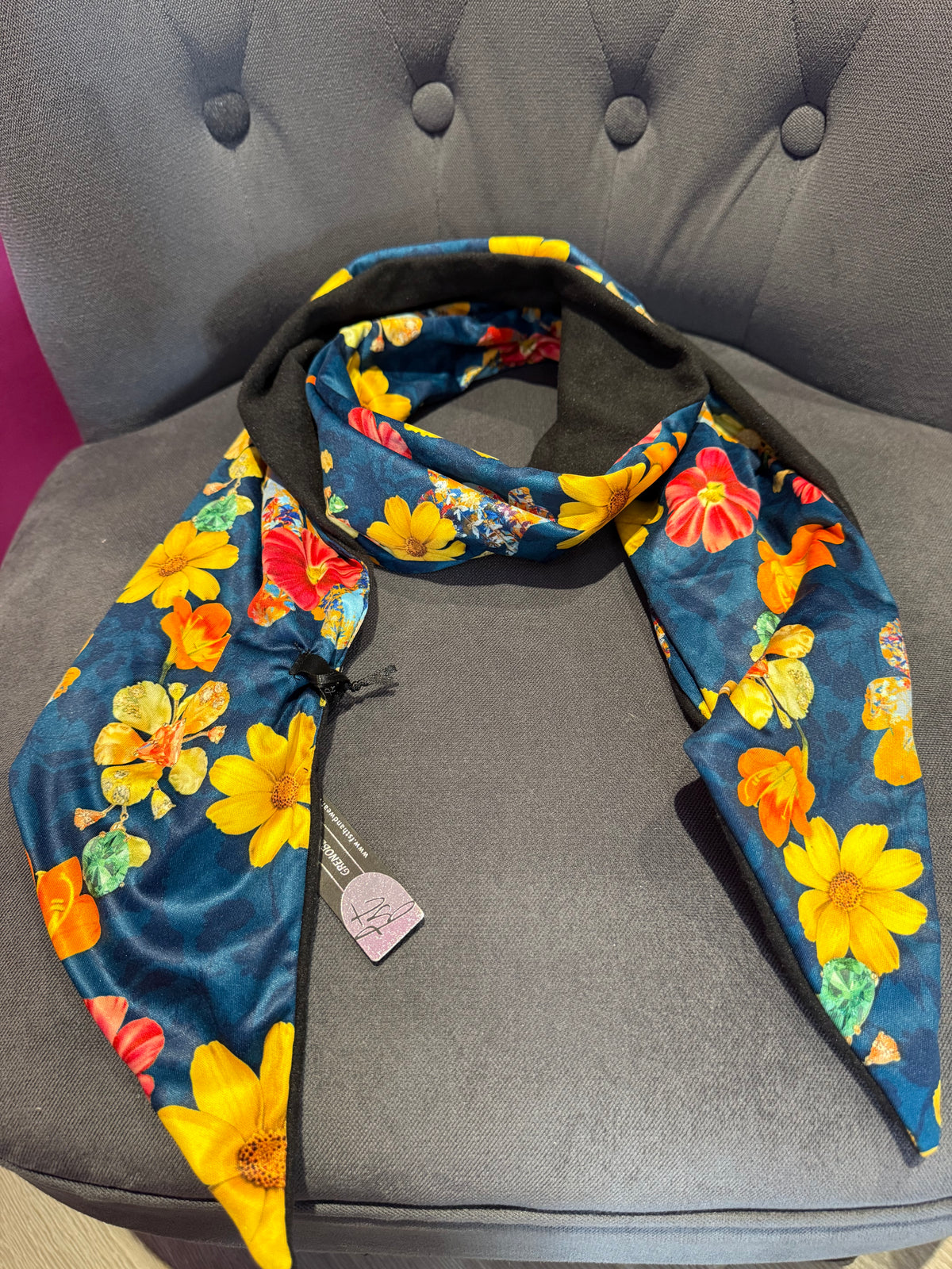Écharpe doublé polaire fleur jaune